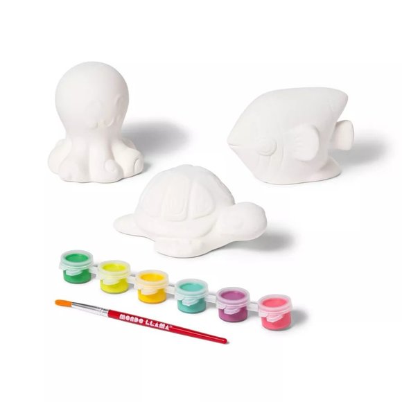 Mondo Llama 3PK Paint-Your-Own Ceramic Sea Friends Kit Octopus/Sea Turtle/Fish - Picture 2 of 6